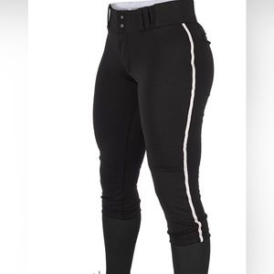 Girls CHAMPRO Standard Tournament Low-Rise Black With White Pipe Softball Pants